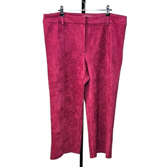 Anthropologie Avec Les Filles Womens Pink Faux Suede Wide Leg Crop Pants Size  L - Picture 1 of 8